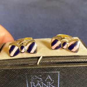 Blue Pink Stripe Jos A Bank Bow Tie Cufflinks